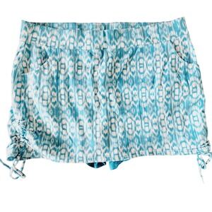 Jones New York XL Golf Skort Aqua Blue White‎ Side Ties Pockets